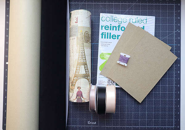 materials used to make a stab bound book using japanese hemp leaf binding pattern