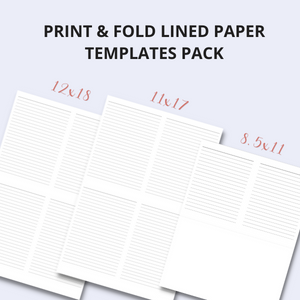 Print Fold Foldable Lined Paper Templates Pack for Bookbinding