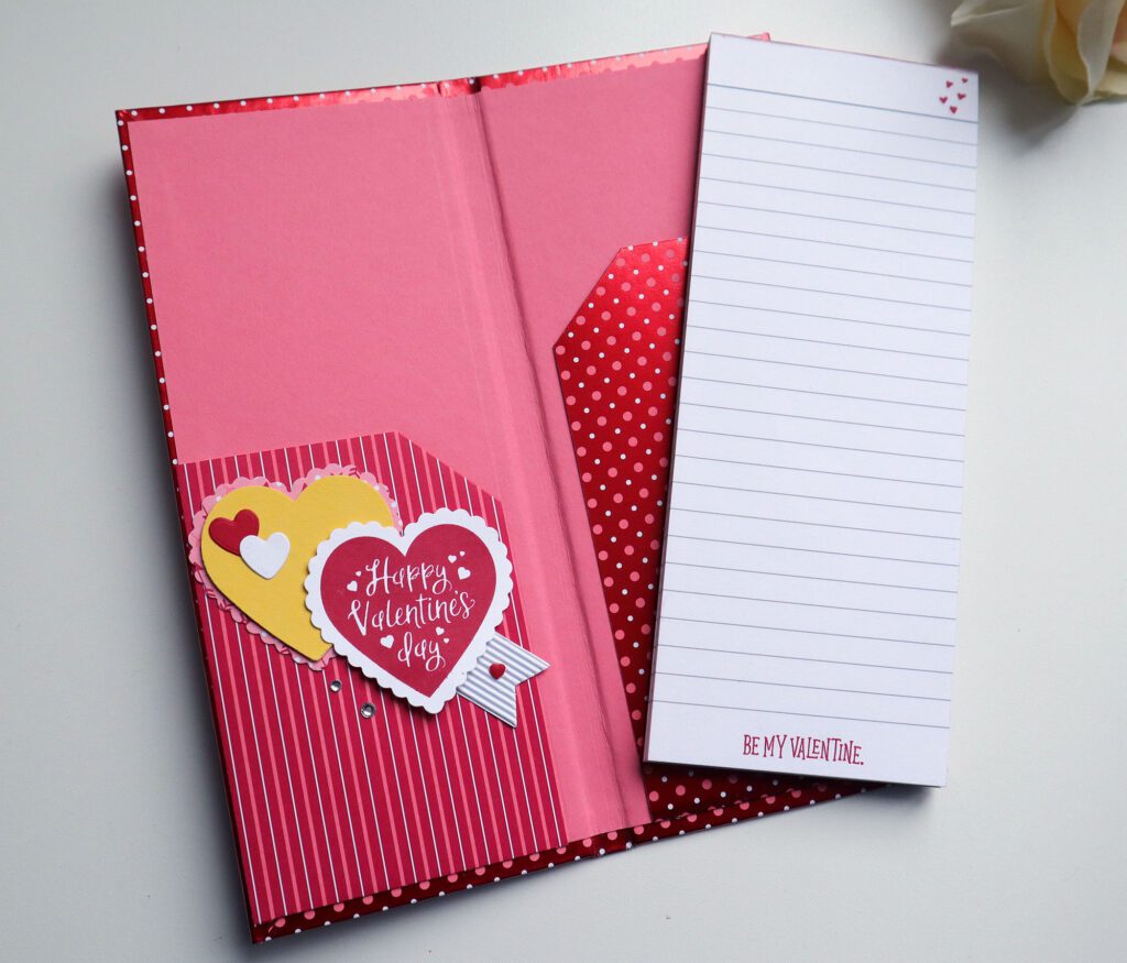 photo of a handmade love notes pad with matching reusable cover