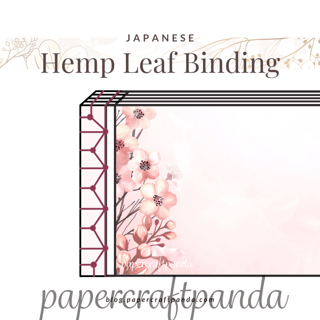 four images, each demonstrating sewing patterns for the four most popular japanese stab bindings: 4 hole, hemp leaf, noble and tortoise shell