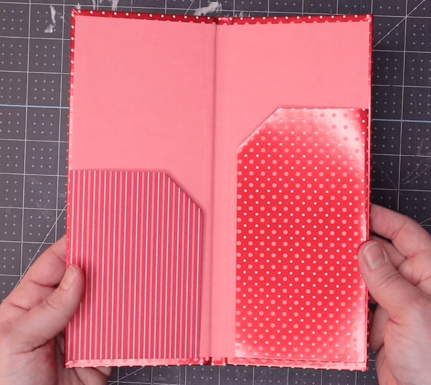 various images showing how to adhere the inner cover sheet with pockets to the outer cover