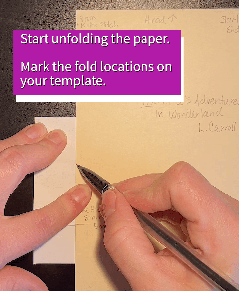 as you unfold the paper, make a mark on the cardstock for each fold