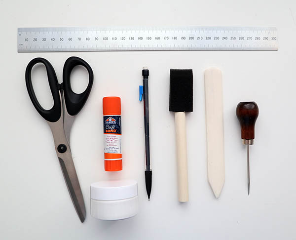 tools recommended to build the coptic bookbinding materials kit by papercraftpanda