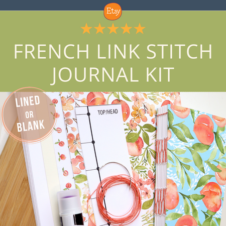Softcover French Link Stitch Journal bookbinding materials kit by Papercraftpanda on Etsy