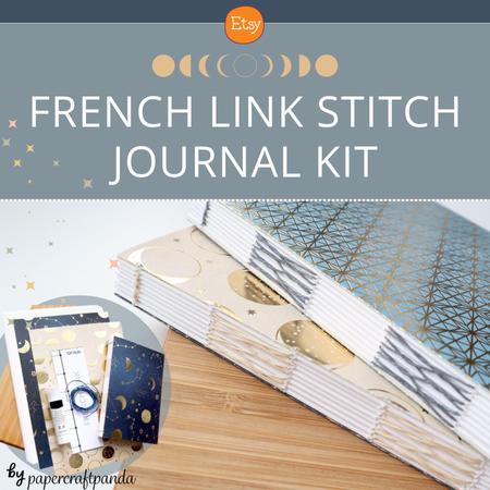 Softcover French Link Stitch Journal bookbinding materials kit by Papercraftpanda on Etsy