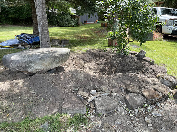 a photo of my little garden with digging underway