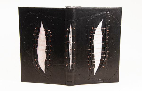 frankenstein fine binding by mel antuna hewitt of libro buch bindery front cover spread