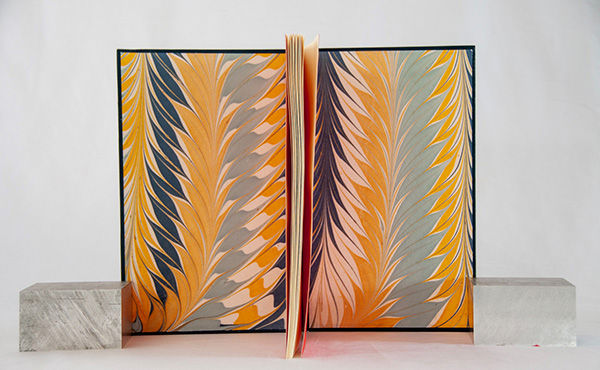 poetical vagaries fine binding by mel antuna hewitt of libro buch bindery inside endpapers